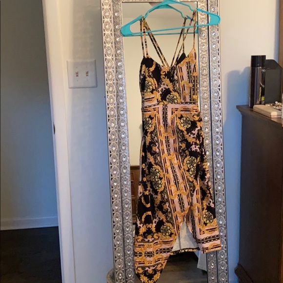 Black and pink pattern cocktail dress - Picture 1 of 3